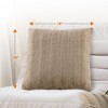 Cheer Collection Luxurious Faux Fur Throw Pillows Set of 2 - Sand (18" x 18") - 3 of 4