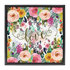 Stupell Industries Elegant Love Floral Pattern Black Framed Floater Canvas Wall Art - 1 of 4