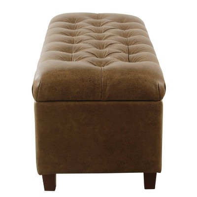 Ainsley Brown Faux Leather Tufted Storage Bench