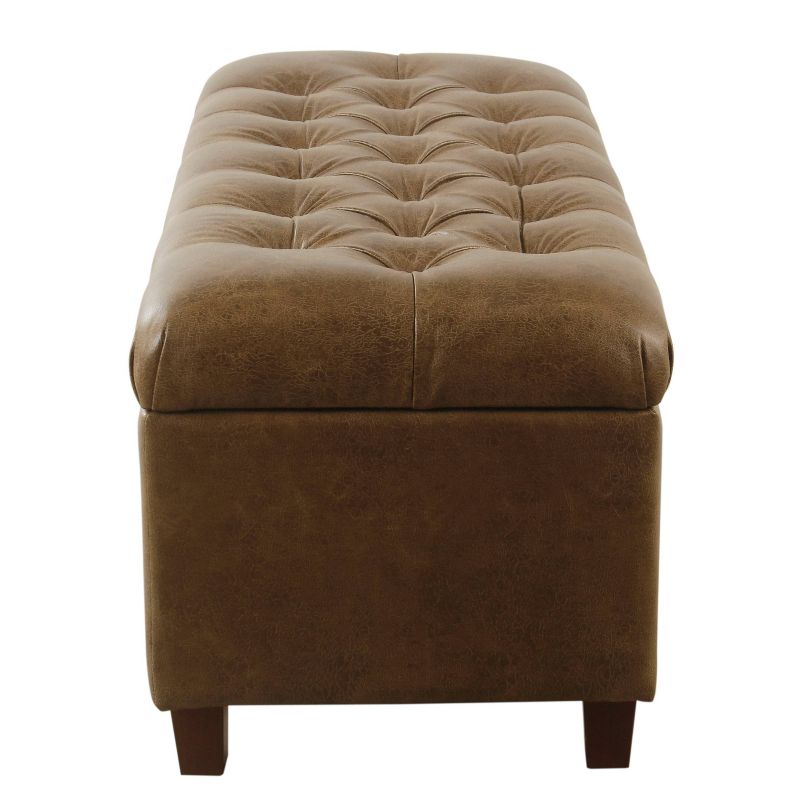 Ainsley Button Tufted Storage Bench Faux Leather - HomePop, 4 of 11