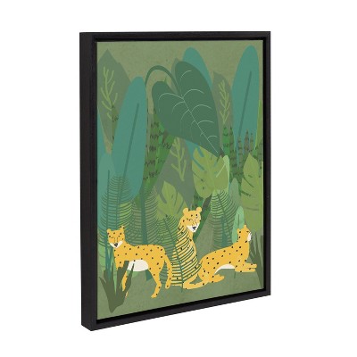 Cheetahs in the Jungle Framed Canvas Wall Art, 26.69" x 21.63"