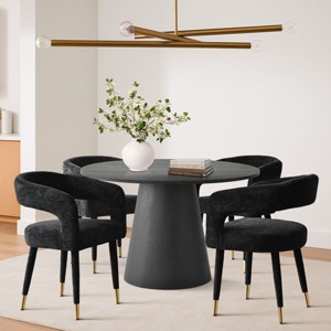 Modern Upholstered Dining Chairs Set of 4, Arm Chairs with Curved Backrest and Metal Legs, Comfy Kitchen or Dining Room Chairs - Panipeachy - 1 of 4
