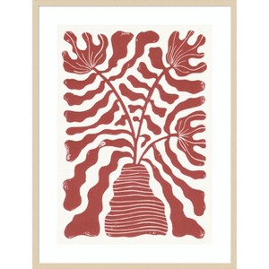 Amanti Art Red Flowers In a Vase by Alisa Galitsyna Wood Framed Wall Art Print - 1 of 4