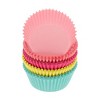 Unique Bargains Four-Color Assorted Disposable Baking Cups Greaseproof Paper Green Yellow Pink Rose Red 1.97"x1.18" 100 Pcs - 3 of 4