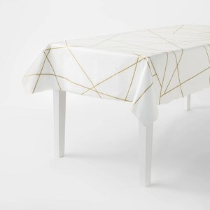 Gold Metallic Geo Print Rectangular Table Cover - Spritz™ - 1 of 3