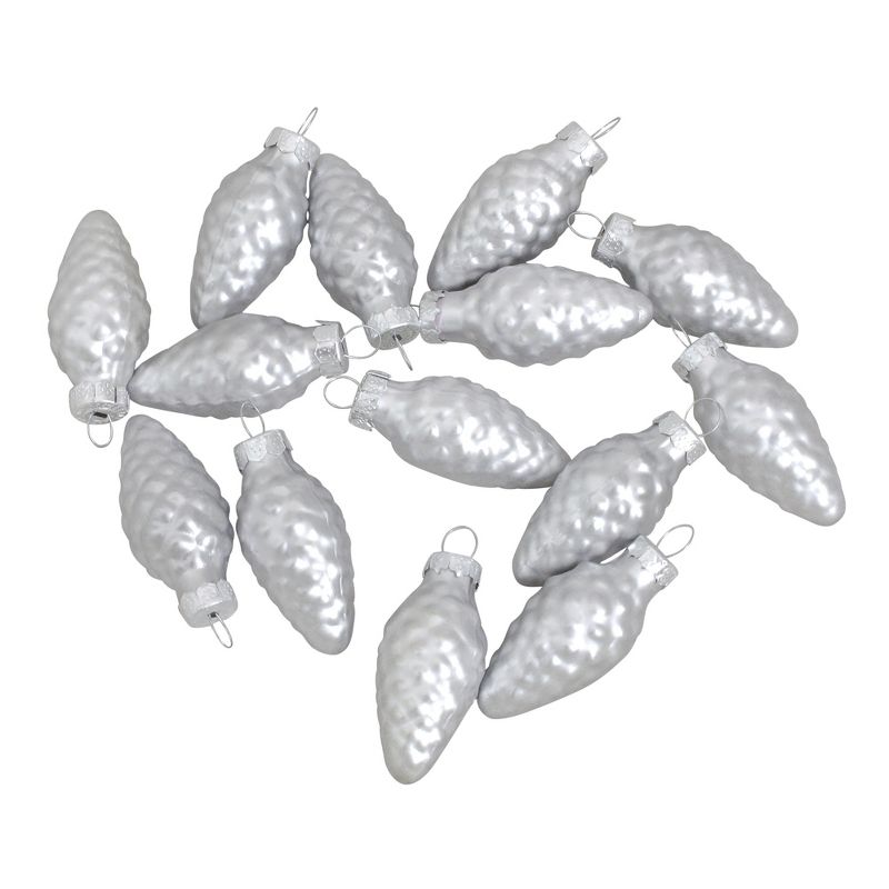 Northlight Matte Finish Glass Christmas Pinecone Ornaments - 1.75" (45mm) - Silver - 56ct, 2 of 3