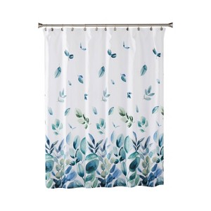 Ontario Fabric Shower Curtain Green - SKL Home: Botanical Pattern, Polyester Microfiber, Machine Washable - 1 of 3