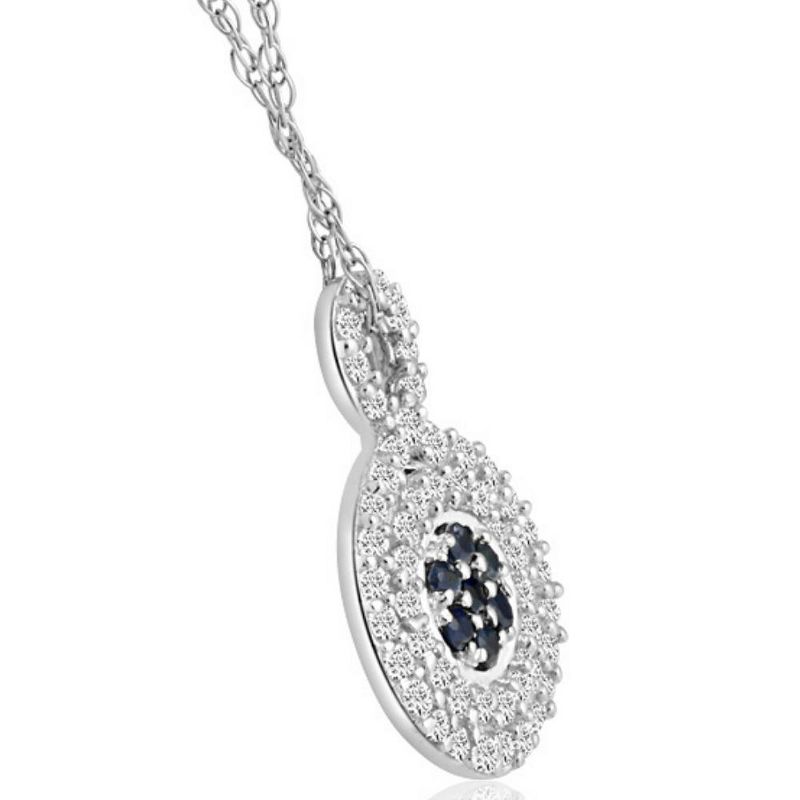 Pompeii3 1/4Ct Sapphire & Natural Diamond Pendant Necklace in White or Yellow Gold 1/2", 2 of 4