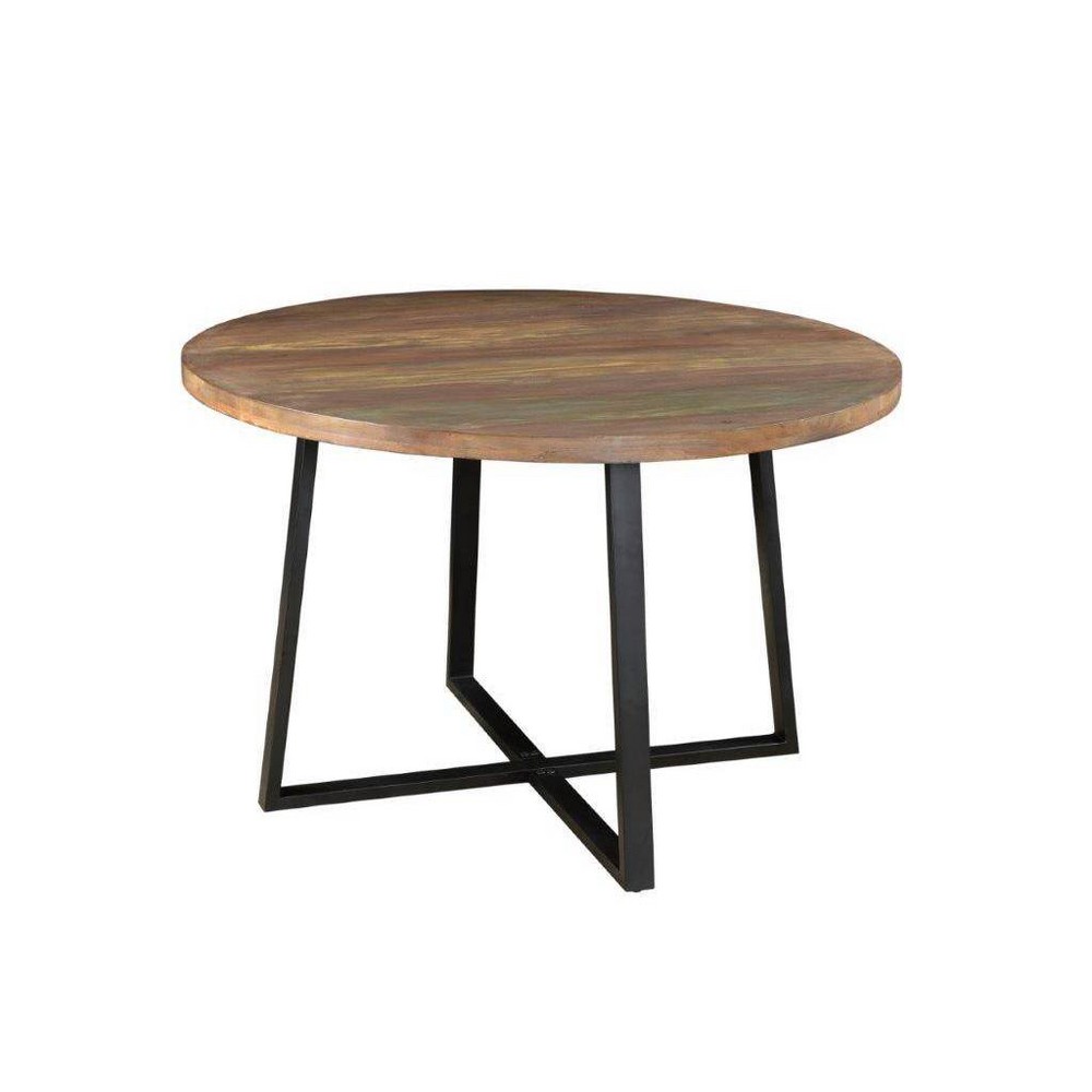 Photos - Dining Table 48" Blossom Round Reclaimed Wood  Brown - Timbergirl