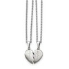 Chisel Stainless Steel Brushed Mother Daughter Heart Pendants on 18" Cable Chain Necklace Set - 2 of 3