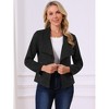 INSPIRE CHIC Women's Faux Suede Fall Winter Long Sleeve Open Front Cropped Jackets Black Medium - 4 of 4