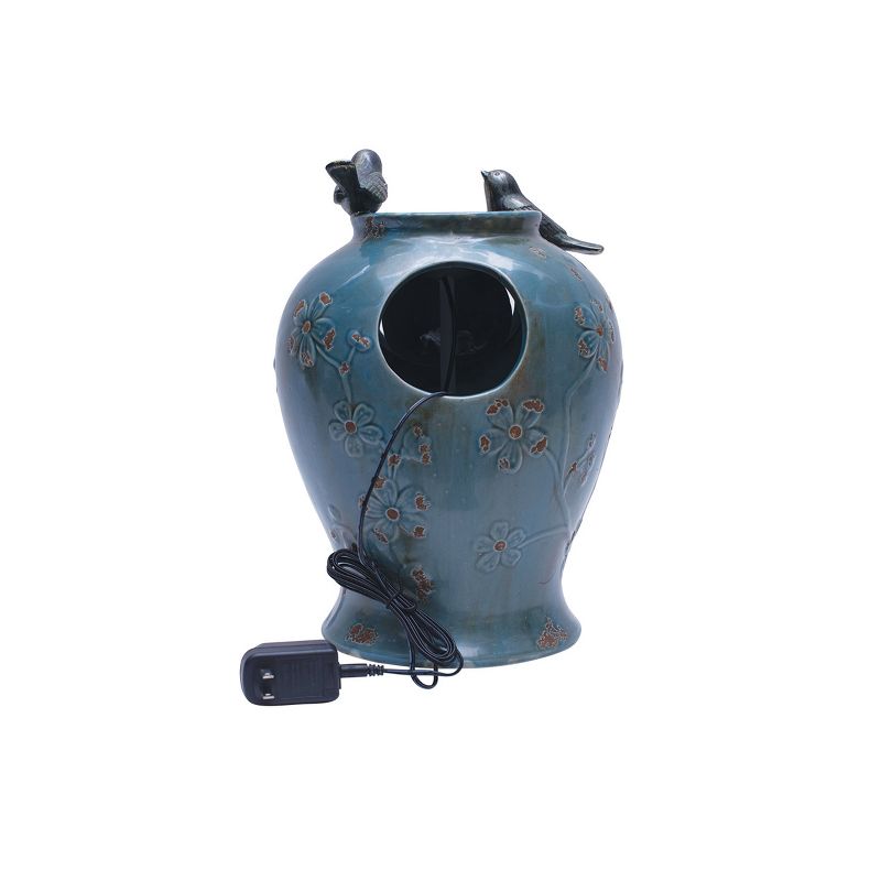 Blue Verdigris Bird Indoor Water Fountain with LED Light and Pump - Foreside Home & Garden, 2 of 9