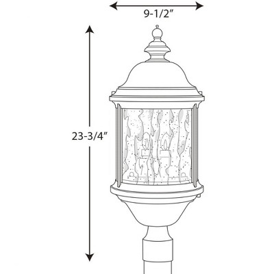 Progress Lighting, Ashmore, 3-Light Post Lantern, Textured Black, Water Seeded Glass, Shade Included