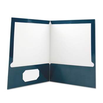 Universal Laminated Two-Pocket Folder Cardboard Paper Navy 11 x 8 1/2 25/Pack 56418