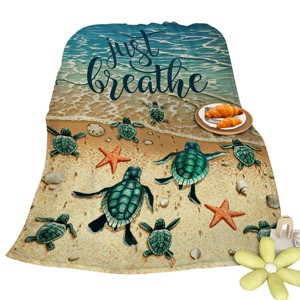 Tropical Baby Sea Turtle Flannel Fleece Blanket 3D Ocean Waves Flannel Soft Plush Throw Blanket Cozy Blankets for Bed Chair Car Sofa Couch Bedroom - 1 of 4