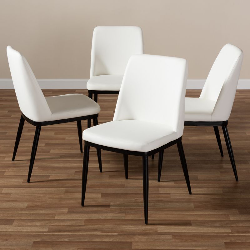 Set of 4 Darcell Modern and Contemporary Faux Leather Upholstered Dining Chairs - Baxton Studio, 5 of 7