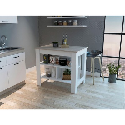 NicBex Mobile Kitchen Island Cart Morden 27.55" Kitchen Carts with Storage, 3 Shelves and Spacious Top Surface for Kitchen