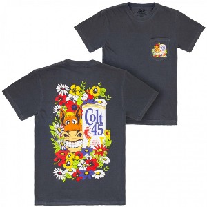 Mens Colt 45 Floral Black Front and Back Print T-Shirt - 1 of 4
