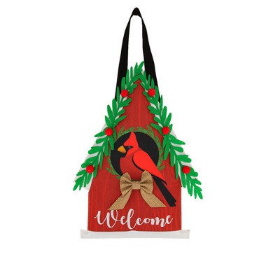 Briarwood Lane Winter Burlap Door Hanger 18x12 Winter Birdhouse For Winter Door Hanger