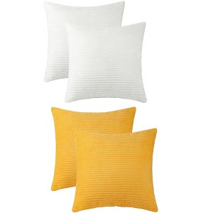 Unique Bargains Modern Solid Striped Corduroy Pillow Covers 4 Pcs - 1 of 4