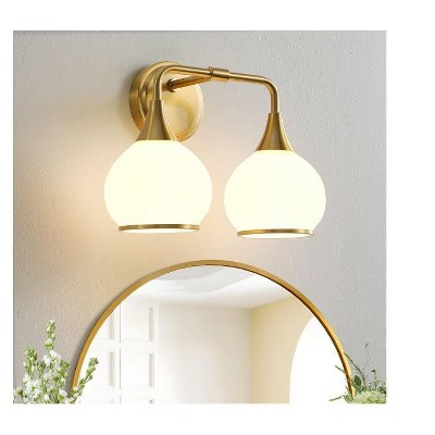KAISITE 2 - Light Black and Gold Dimmable Bathroom Vanity Light with Globe Glass Shade