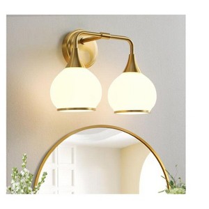 KAISITE 2 - Light Black and Gold Dimmable Bathroom Vanity Light with Globe Glass Shade - 1 of 4