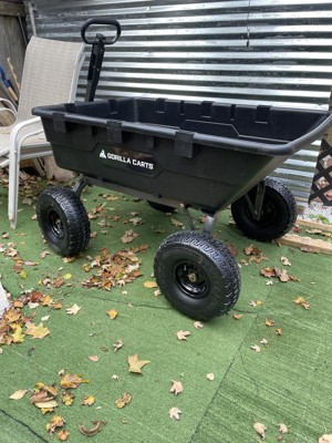 Gorilla Carts Heavy Duty Poly Yard Dump Cart Garden Wagon, Utility Wagon  With Easy To Assemble Steel Frame, 1500 Pound Capacity, And 15 Inch Tires :  Target