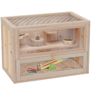 PawHut Hamster Cage, 2-Tier Gerbil Cage, Small Animal Habitat with Openable Top, Front Door, Shelf, Ladder, for Syrian and Dwarf Hamsters - 1 of 4