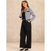 INSPIRE CHIC Women's Elegant Contrast Piping Round Neck Button Front Long Sleeve Tweed Blazer - 4 of 4