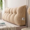Soft Wedge Teddy Velvet Headboard Pillow w/ Side Pocket - PP Cotton Filled, Triangular Backrest Cushion for Dorm Bed - 2 of 4