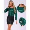 Allegra K Women's Sequin Glitter Round Neck Long Sleeve Evening Party Sparkly Blouse - 2 of 4