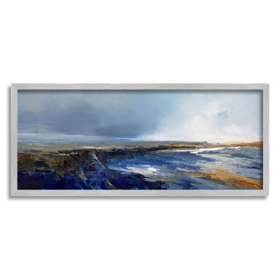 Stupell Industries Panoramic Cloudy Sea Landscape Framed Giclee Art