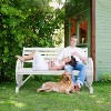 VINGLI Outdoor Wood Bench, 2-Person Rustic Wooden Wagon Wheel Bench, All-Weather White Garden Bench for Patio Yard Porch - 2 of 4