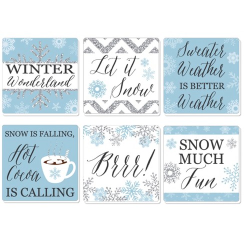 Big Dot of Happiness Winter Wonderland - DIY Snowflake Holiday Party and Winter Wedding Hot Cocoa Signs - Drink Bar Decorations Kit - 50 Pieces