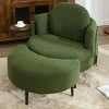 ORRD 42.5" Single Sofa Chair with Crescent Footstool, Green Velvet Accent Chair with Side Table for Living Room & Study - 2 of 4