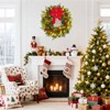 24" Lush Pre-Lit Christmas Wreath – 50 LED Lights, Large Red Bow, Pine Cones & Berry Clusters, Front Door Outdoor Winter Holiday Decor - 4 of 4