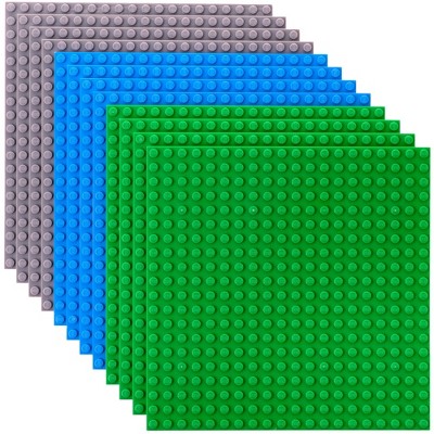 Strictly Briks Classic Stackable Baseplates, For Building Bricks, Bases for Tables, Mats, Blue, Green & Gray, 12 Pack, 6x6 Inches