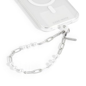 Case-Mate Phone Strap Beaded Chain Link Wristlet - Silver Pearl - 1 of 4