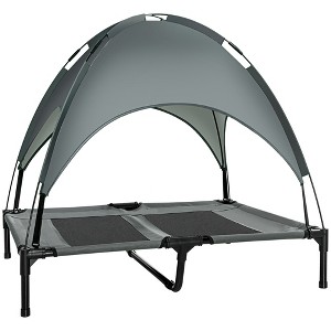 PawHut Elevated Portable Dog Cot Cooling Pet Bed With UV Protection Canopy Shade - 1 of 4