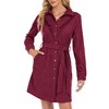 WhizMax Women's Corduroy Ruffle Hem High Waist Button Front Dress With Belt - 2 of 4