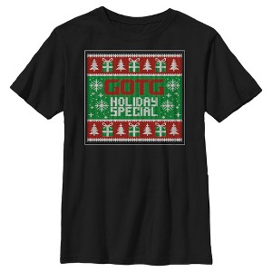 Boy's Guardians of the Galaxy Holiday Special Christmas Sweater Square T-Shirt - 1 of 4