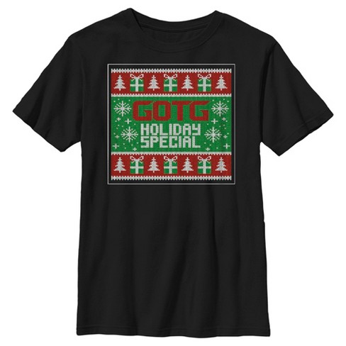 Boy's Guardians of the Galaxy Holiday Special Christmas Sweater Square T-Shirt - image 1 of 4