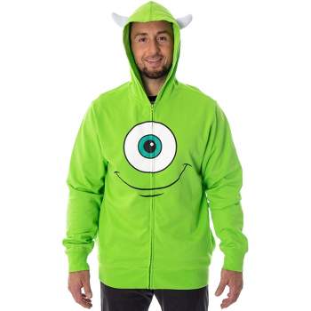 Disney Monsters Inc Mike Wazowski Adult Costume Full-Zip 3D Hoodie (Large) Green