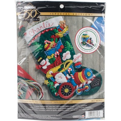 Bucilla Felt Stocking Applique Kit 18" Long-Choo Choo Santa