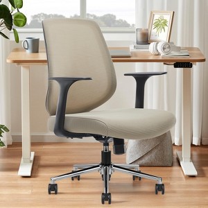 Lirago Adjustable Mesh Chair - Height & Armrests Customizable, Beige - Home/Office - 1 of 4