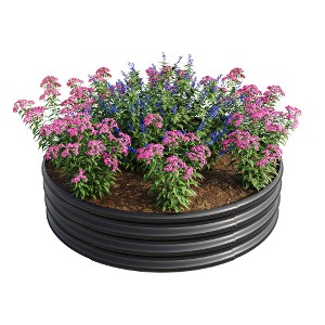Dolonm Raised Garden Bed Outdoor, Oval Large Metal Raised Planter Bed for for Plants, Vegetables, and Flowers - Silver - 1 of 4
