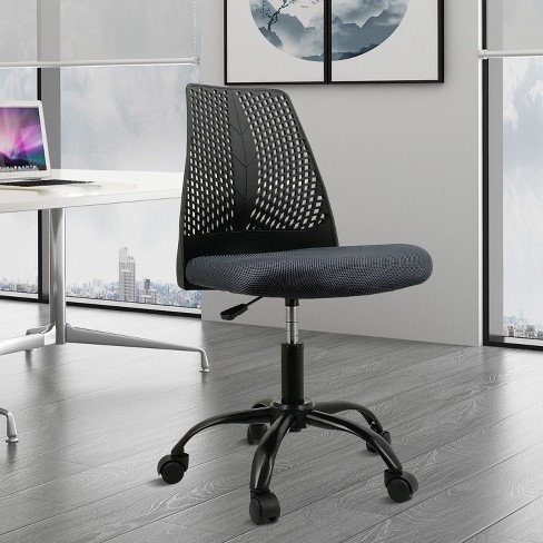 Essential Armless Small Task Chair With Wheels,black Small Home Office ...