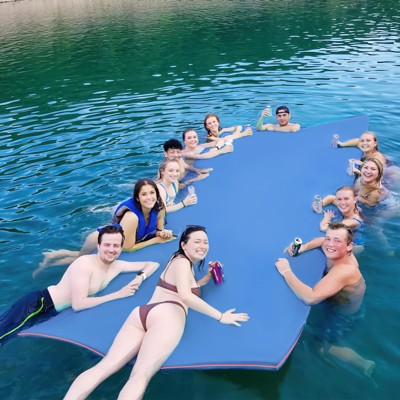 Huxxion Floating Water Mat 9/12/18 Ft, 3 Layer Tear Resistant XPE Foam Floating Mat for Lake Pool Beach and Ocean