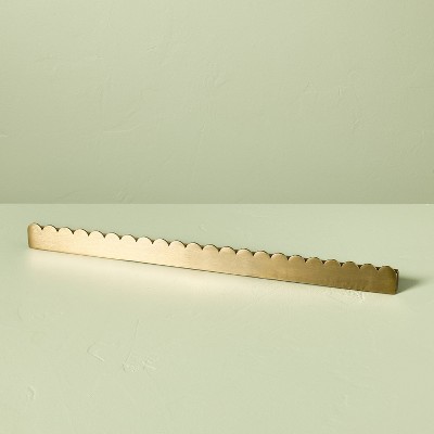 22" Scalloped Brass Christmas Card Holder, Antique Finish