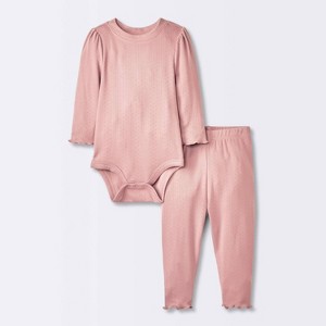 Baby Girls' 2pc Pointelle Set - Cloud Island™ Pink - 1 of 4